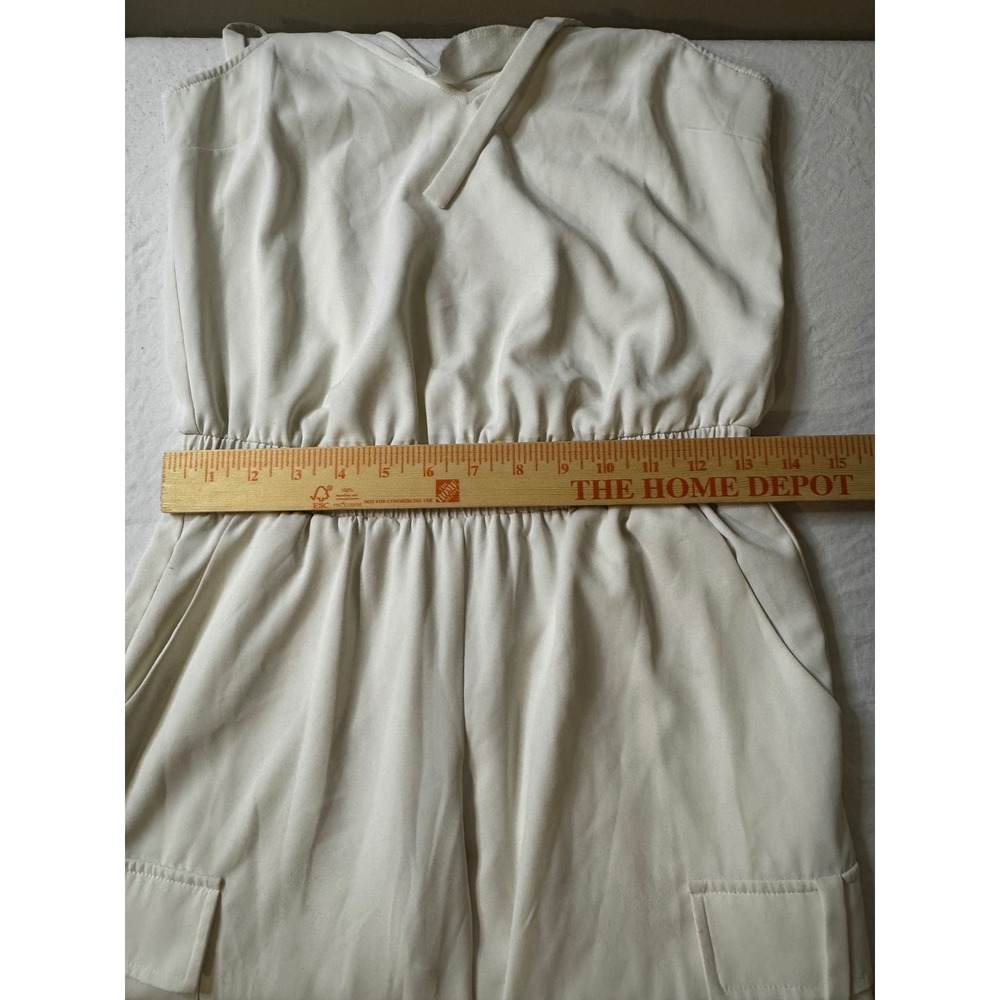 Amanda Uprichard Ivory White Cargo Jumpsuit V-Neck Sleeveless XS - Picture 12 of 13